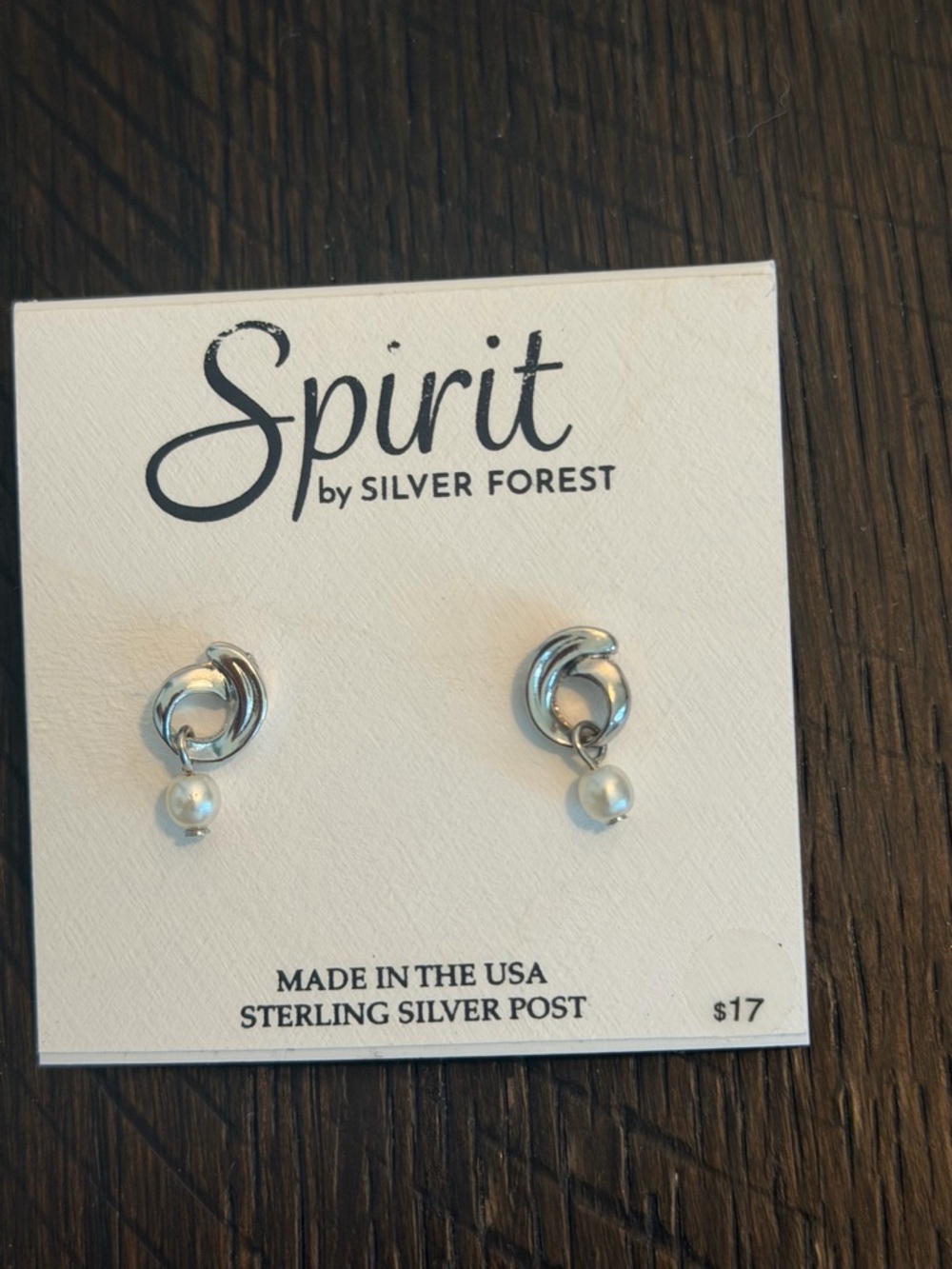 Silver Forest Silver Knot Pearl Drop Earrings - White Pearls